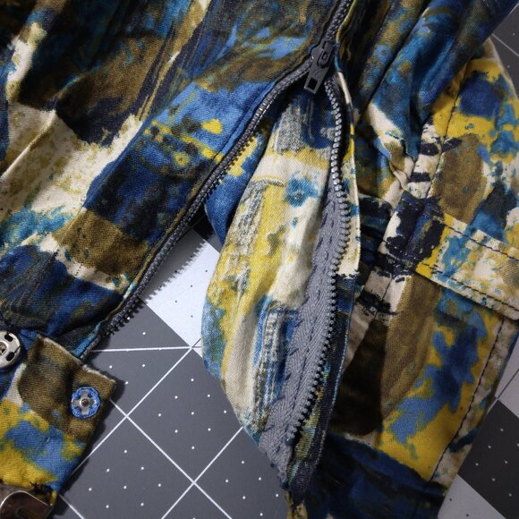 Artsy Abstract Midi Skirt XS Small Blue Mod Pleated Handmade High Waist - Picture 8 of 9